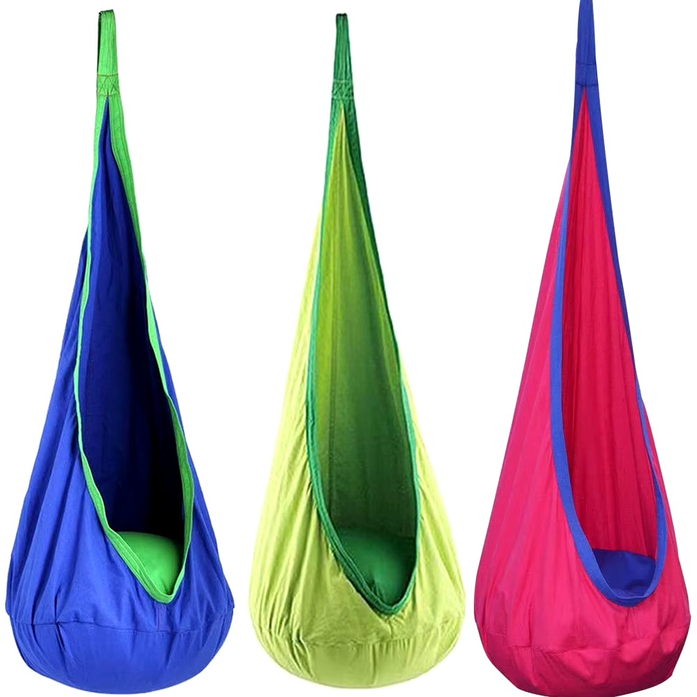 New Children'S Hanging Chair Portable Parachute Cloth Swing Bed Indoor Courtyard Model with Inflatable Cushion Hanging Chair